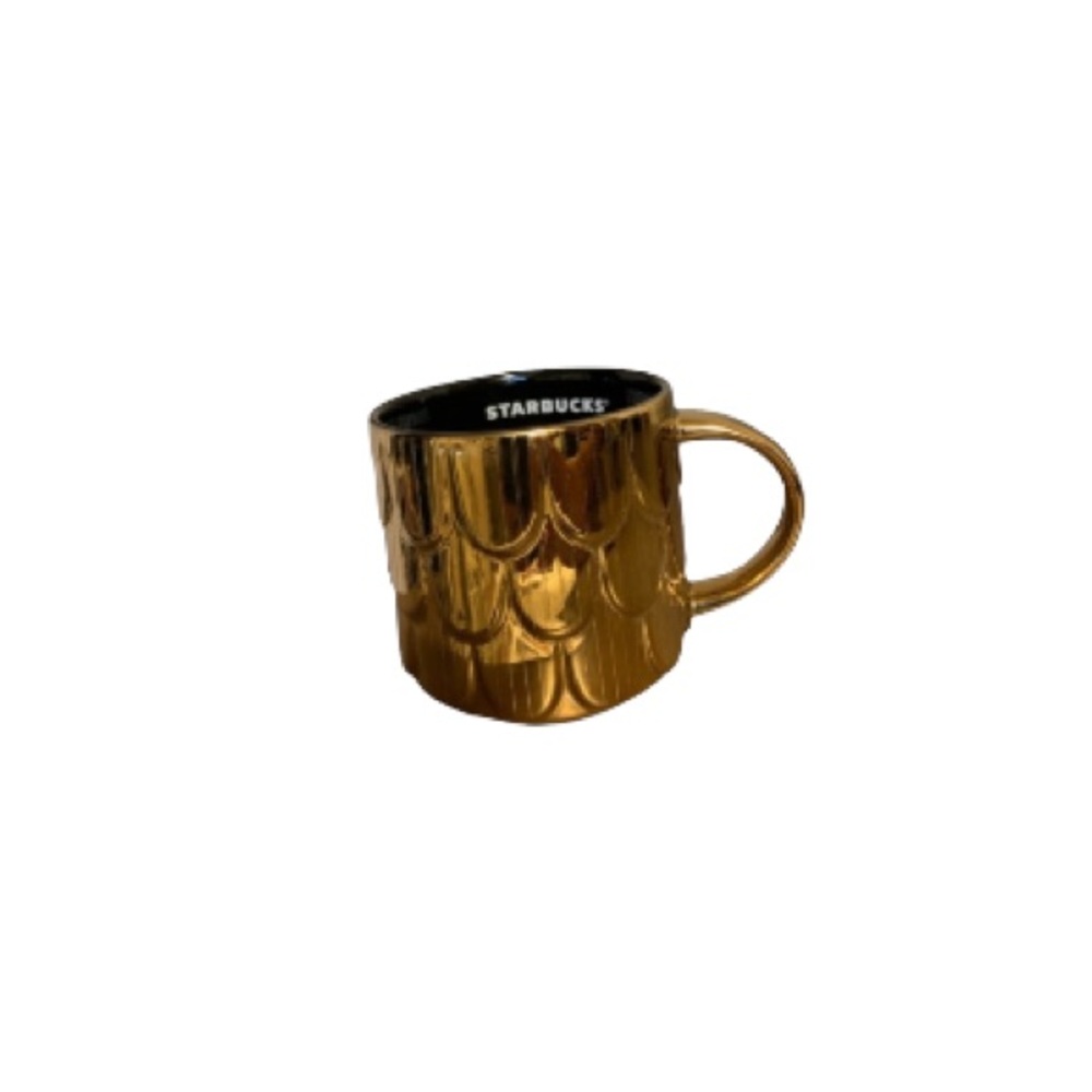 Starbucks 14 Oz Gold Mermaid Scale Mug